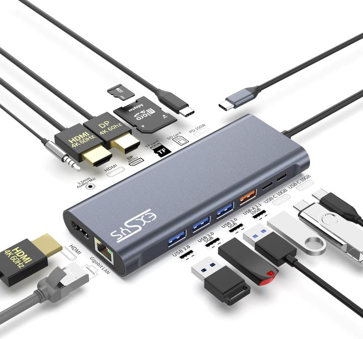 Immagine prodotto Exsys 14in1 USB 3.2 Gen 2x1 Dock (USB-C, 14 Porti)