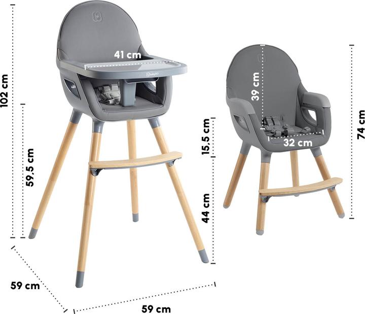 Produktbild BabyGo Hochstuhl Skandi grau (Hochstuhl)