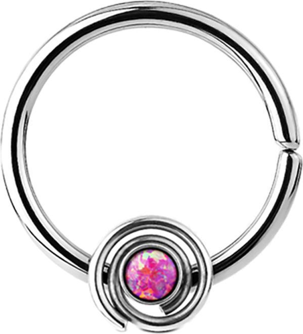 Image du produit Star Piercing Anneau septum spirale avec opale rose (Acier chirurgical 316L, sans laiton)