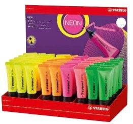 Productafbeelding STABILO Markeerstift NEON, 45 kartonnen display (Rood, Paars, 5 mm)