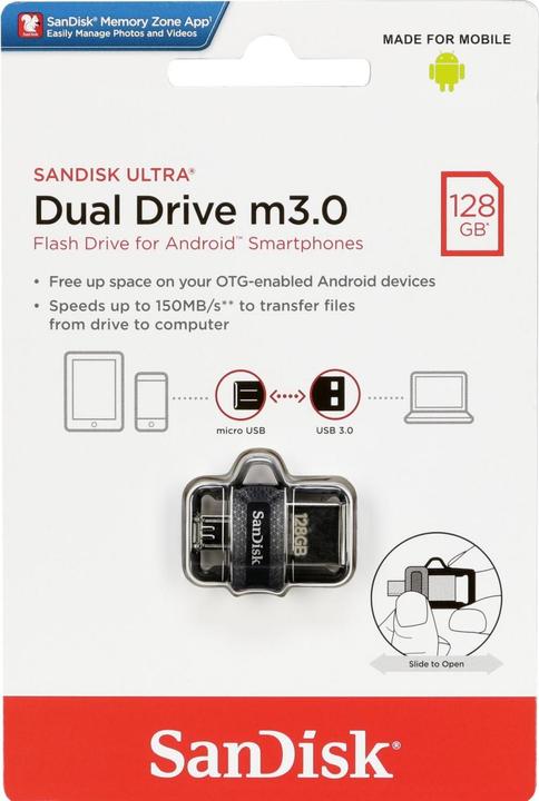 Productafbeelding SanDisk Ultra Dual Drive M3.0 (128 GB, USB-A, Micro USB)