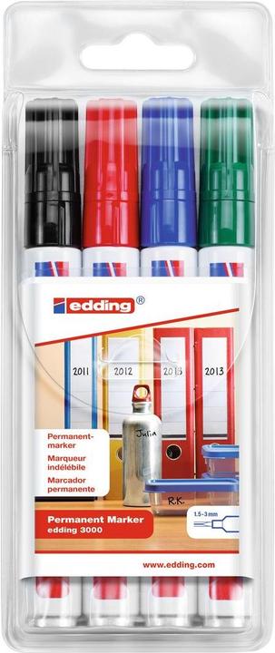 Image du produit Edding 3000 (Multicolore, 3 mm, 4 x)
