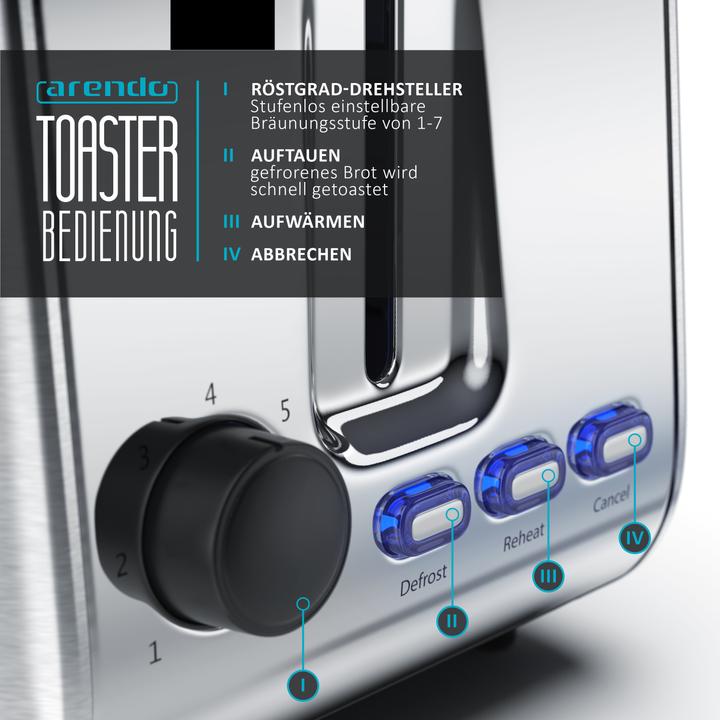 Produktbild Arendo 2 Scheiben Toaster in Edelstahl (EU-Stecker)