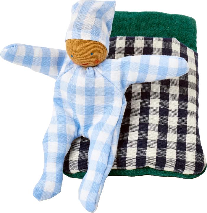 Image du produit Käthe Kruse BABY avec sac de couchage carreau bleu (12.50 cm)