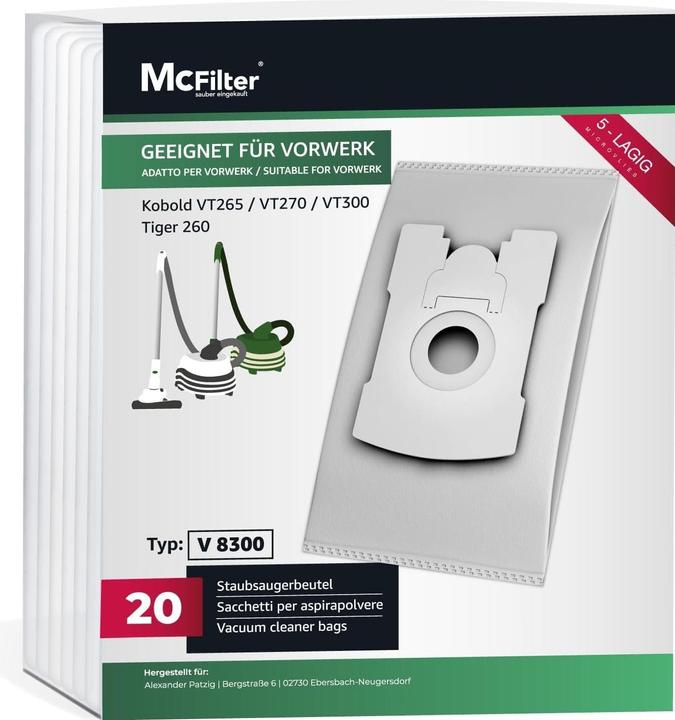 Produktbild Mc Filter Staubsaugerbeutel für Vorwerk Tiger/Kobold (20 Stk) (20 x)