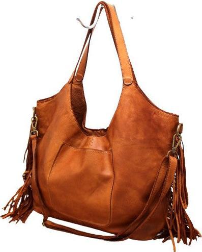 Only-Bags.Store Handtasche, Tasche aus weichem Leder, Umhängetasche aus Leder mit Fransen