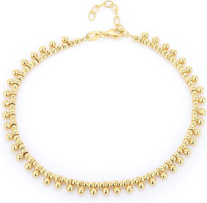 Produktbild Leyda Fusskette Kugelanhänger (Silber 925, vergoldet 750 / 18 K Gold, 26 cm)