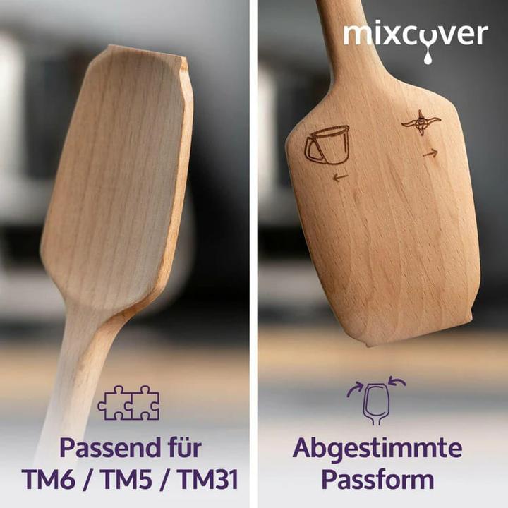Produktbild Mixcover Nachhaltiger Holz-Spatel für Thermomix TM6,TM5,TM31 Drehkellenspatel Teigschaber