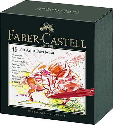 Actual product image Faber-Castell Ink Drawer Pitt Artist Pen (Multicoloured assorted, 48 x)