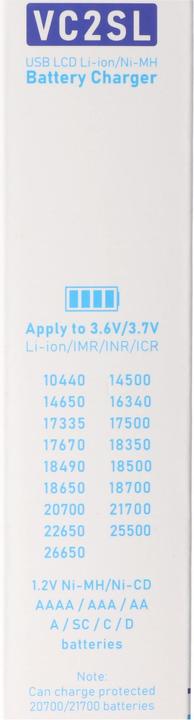 Actual product image Xtar VC2SL Quick Charger for Li-ion and NiMH (Battery + charger)