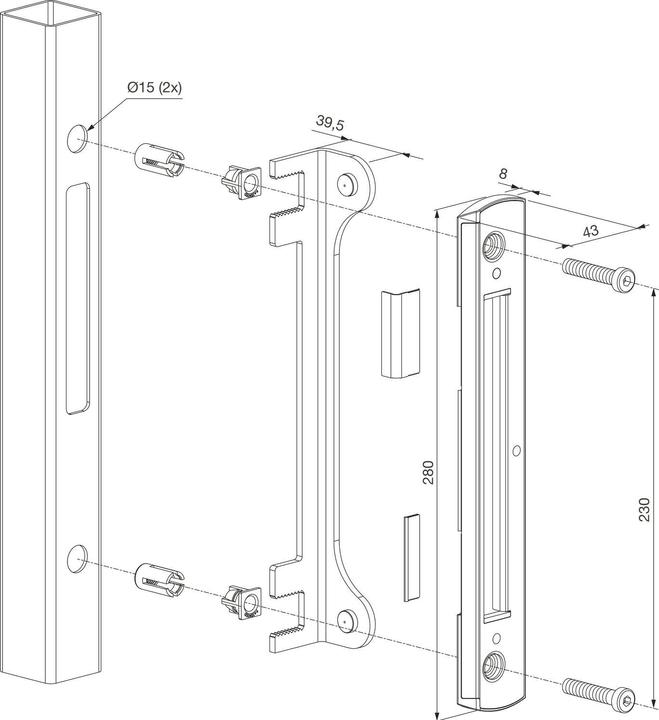 Produktbild Locinox Schliessblech mit Anschlag für Rohrrahmenschloss Fiftylock/Fortylock,Edelstahl (Türschildgarnitur)