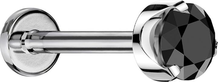 Image du produit Star Piercing Micro Labret femelle argenté plat cristal noir serti (sans laiton, Titane G23)