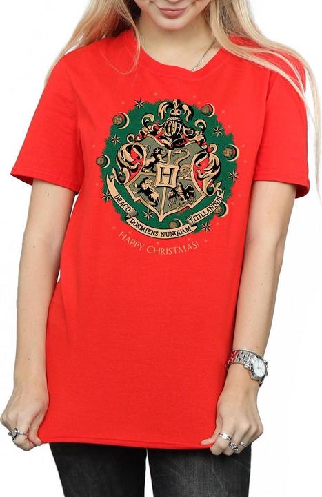 Actual product image Womens/Ladies Christmas Wreath Cotton Boyfriend T-Shirt (XL)