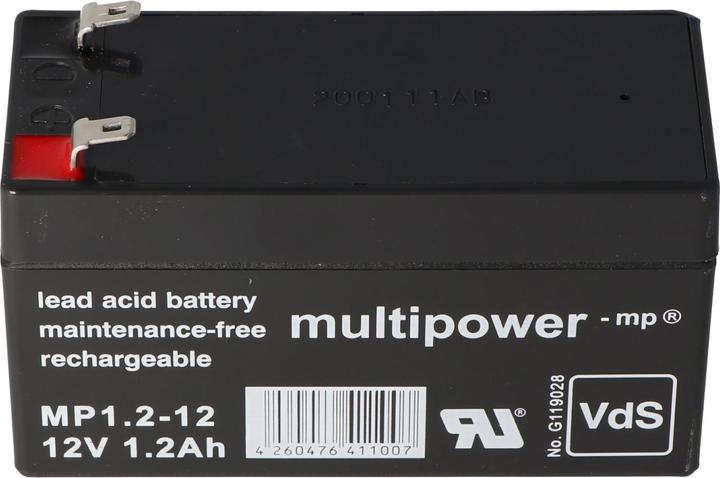 Image du produit Multipower Batterie MP1.2-12 Batterie au plomb avec contacts Faston 4,8 mm (12 V, 1.20 Ah)