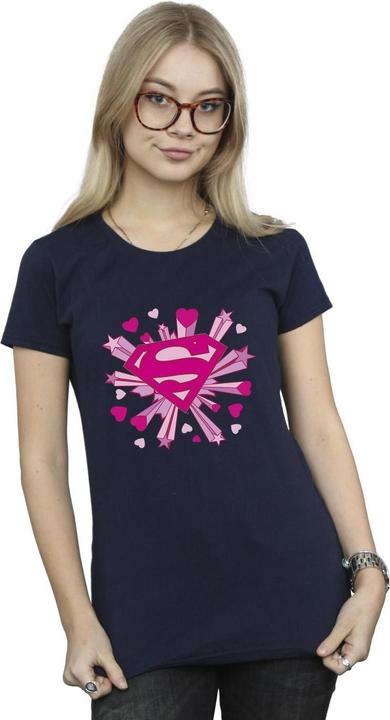 Image du produit - T-shirt SUPERMAN PINK HEARTS AND STARS LOGO - Femme (S)