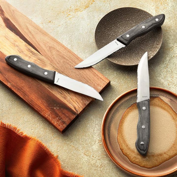 Actual product image Amefa Jumbo steak knife set 3 pieces wood 4917 (3 Piece, Knife)