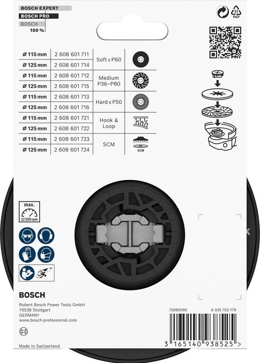 Actual product image Bosch Professional Zubehör PRO Backing Pad X-Lock, hard, 125 mm, hard (P60)