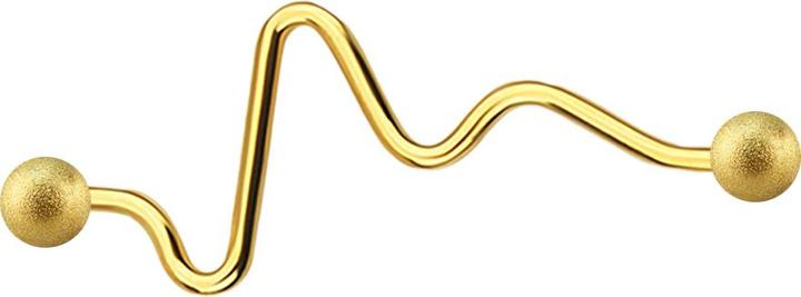Produktbild Star Piercing Barbell vergoldet Herzschlag mit zwei Kugeln gesprenkelt (Chirurgenstahl 316L)