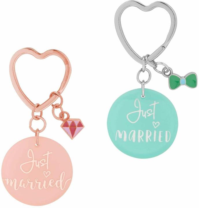 Immagine prodotto Sheepworld Portachiavi Just Married Rosa/Blu, 2 pezzi