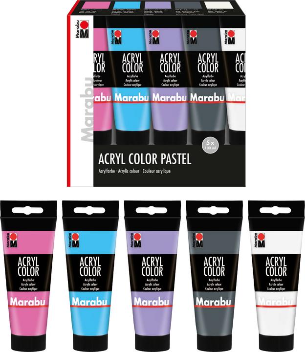 Produktbild Marabu Acryl Color Set Pastell 5 x 100ml (Blau, 500 ml)