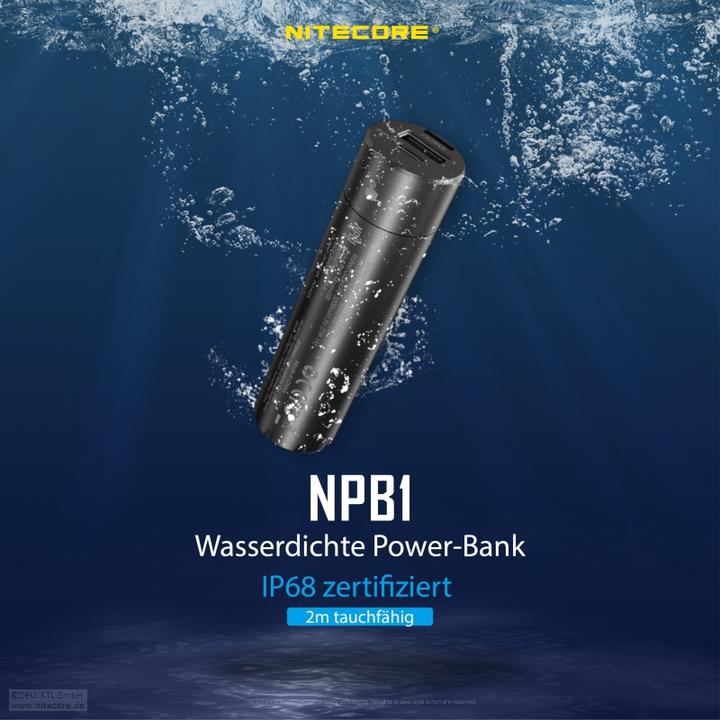 Actual product image Nitecore Powerbank NPB1 - 5000mAh, waterproof (5000 mAh, 18 W, 18.50 Wh)