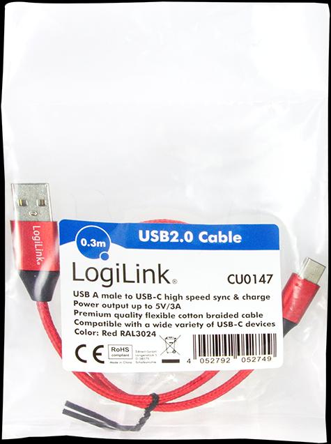 Produktbild LogiLink USB Kabel (0.30 m, USB 2.0, 5 W)