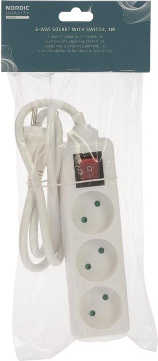 Produktbild Antalis Stecker 3-fach mit Kontakt (D) 1m Kabel weiss