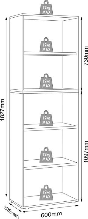 Nährwerte und Zutaten VCM Regal Bücher Ordner Salia 5fach B. 60 cm