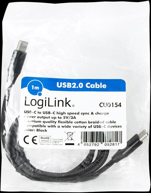 Produktbild LogiLink USB Type C - Type C (1 m, USB 2.0, 5 W)