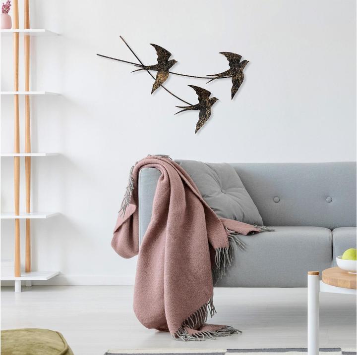 Produktbild Wallxpert Wanddekoration Schlucken Vogel 42 x 70 cm, Metall (42 x 70 cm)