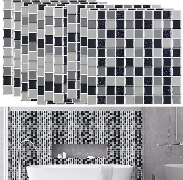 Produktbild Infactory Selbstklebende 3D-Mosaik-Fliesenaufkleber, 3er-Set (26 x 26 cm)