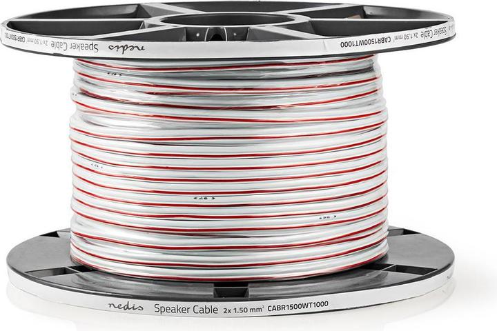 Produktbild Nedis Lautsprecherkabel| 2x 1.50 mm²| Kupfer| 100.0 m| rund| PVC| Weiss| - Verlängerun (100 m, 1.50 mm²)