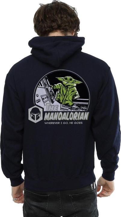 Actual product image Star Wars Mens The Mandalorian He Goes Pocket Hoodie (XL)