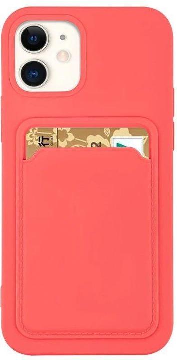 Produktbild Hurtel Card Case Silicone Wallet Wallet with Card Slot Documents for iPhone 12 Pro Max Orange (Apple iPhone 12 Pro Max)
