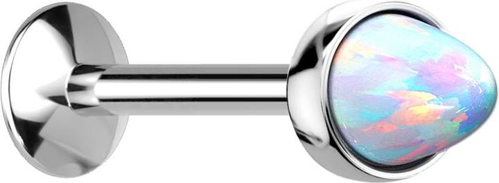 Produktbild Star Piercing Micro Labret Innengewinde silber Opal Cone weiss (ohne Messing, Chirurgenstahl 316L)