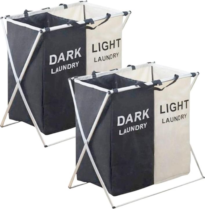 Produktbild König Design 2 Stück Wäschesammler Fächer Wäschebox Wäschetruhe Wäschetrenner Wäschesortierer