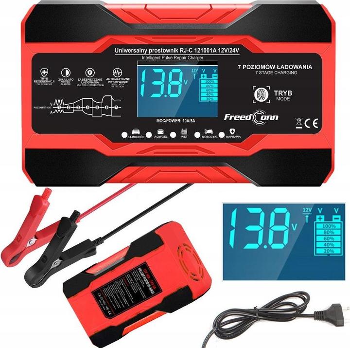 Produktbild RJ Tianye Prostownik akumulatorowy RJ-C 121001A 12V 10A /24V 5A (12V, 24V, 10 A)