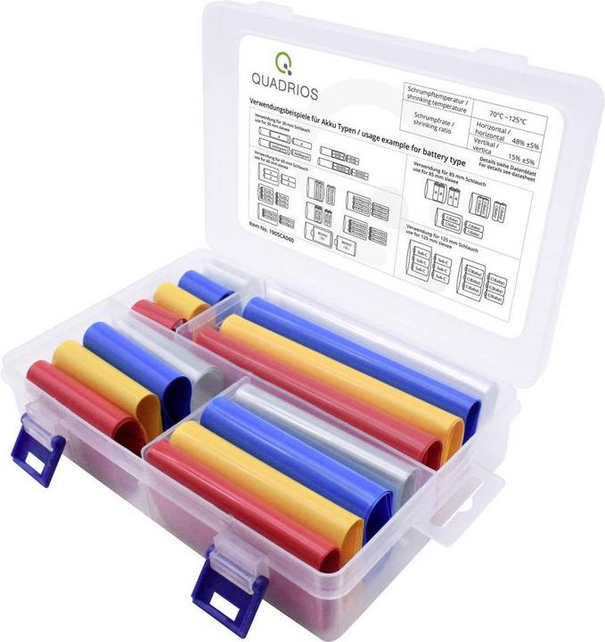 Quadrios Set di tubi termoretraibili per batteria 21 piatti da 30 a 125 (16 x)