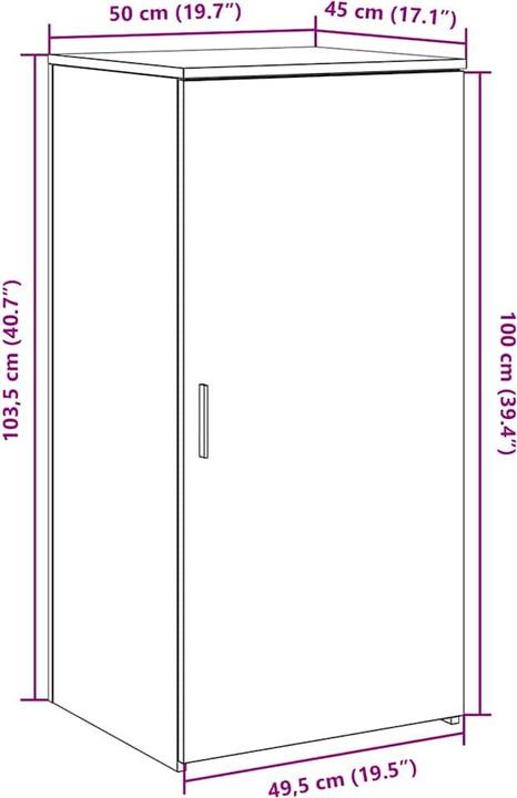 Produktbild VidaXL Lagerschrank Grau Sonoma 50x45x103,5 cm Holzwerkstoff Schrank