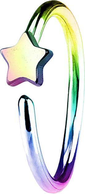 Actual product image Star Piercing Micro Piercing Ring with Star coloured (Surgical steel 316L, without brass)