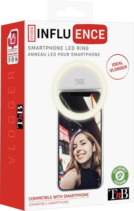 Actual product image T'nB Influence LED Ring Clip for Smartphone, 6500K,125 mAh Battery