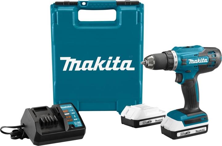Actual product image Makita DF488DWAE Cordless drill driver 18V 2.0Ah Li-Ion incl. 2nd battery, incl. charger, incl. case (Rechargeable battery operated)