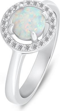 Brilio Silver - Delicate silver ring with opal and zircons RI108W - Circuit: 57 mm (57)