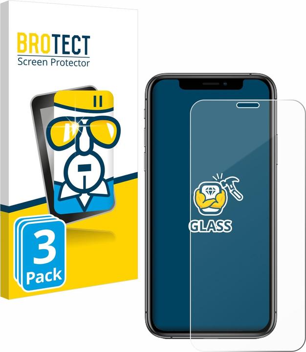 Actual product image BROTECT Armoured tempered glass screen protector (3 Piece, Apple iPhone XS)