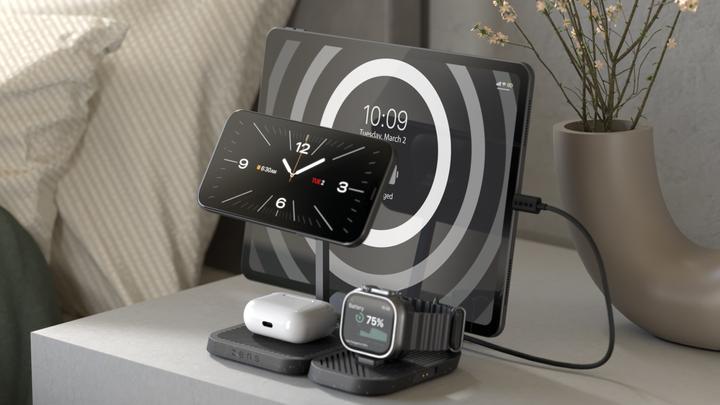 Produktbild Zens 3-in-1 MagSafe Draadloze Oplader met iPad Houder Zwart (65 W)