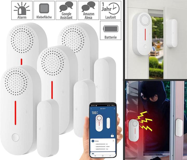 Image du produit VisorTech Kit de 4 alarmes de porte et fenêtre sans fil 2en1