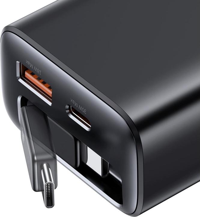 Produktbild Usams CC296 30W Fast Charger With Retractable Type-C Cable (EU) - Xiang Series White (30 W)
