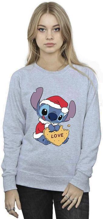 Actual product image Disney Womens/Ladies Lilo And Stitch Christmas Love Biscuit Sweatshirt (XXL)