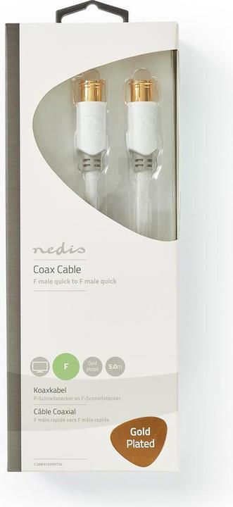 Produktbild Nedis F Quick - F Quick Cables F Male Quick F Male Quick Gold Plated 75 Ohm Double Shielded 5.00 m R (75 dB, Antennenkabel)
