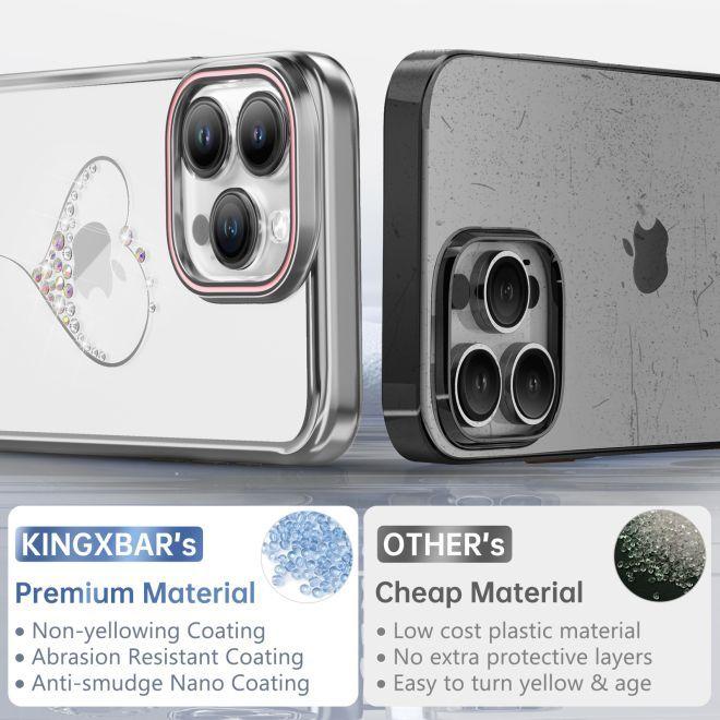 Image du produit Kingxbar Coque en silicone Wish Series avec cristaux pour iPhone 15 Pro Max - argent (Apple iPhone 15 Pro Max)